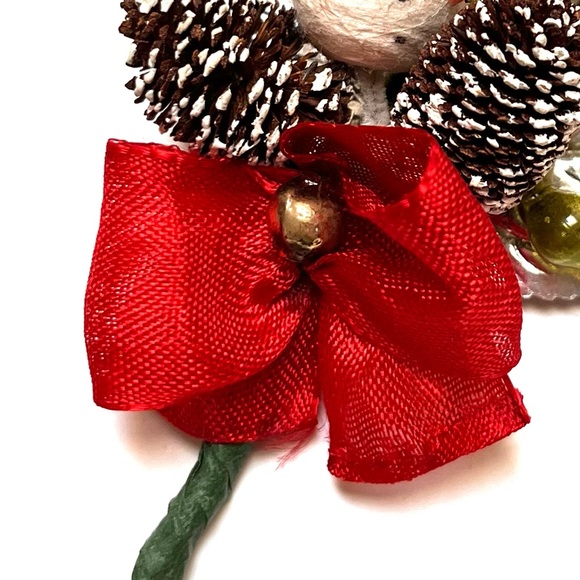 Vintage Christmas Corsage Spun Cotton Snowman Mercury Glass Beads - Picture 2 of 6